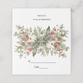 Waterverf Winter Poinsettia & Green Pine Tree Plaatskaartje (Buitenkant ongevouwen)