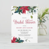 Waterverf Winter Poinsettia Vrijgezellenfeest Kaart (Staand voorkant)