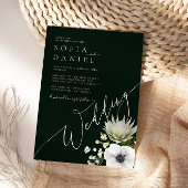 Waterverf Winter Protea Boeket Bloemen Huwelijk Kaart