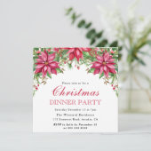 Waterverf Winter Red Poinsettia Kerstmis Kaart (Staand voorkant)