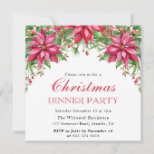 Waterverf Winter Red Poinsettia Kerstmis Kaart (Voorkant)