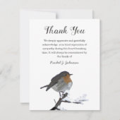 Waterverf Winter Robin Bird | Begrafenis Bedankt (Voorkant)