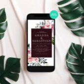 Waterverf Winter Roze Bloemen Lijst Trouwfeest Kaart