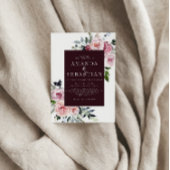 Waterverf Winter Roze Bloemen Lijst Trouwfeest Kaart