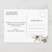 Waterverf Winter Rozen Bloemen Foto Kerstmis Briefkaart (Achterkant)