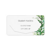 Waterverf Winter Scene Artistic Tree Etiket (Voorkant)