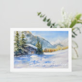 Waterverf Winter Scene Business Feestdagenkaart (Staand voorkant)