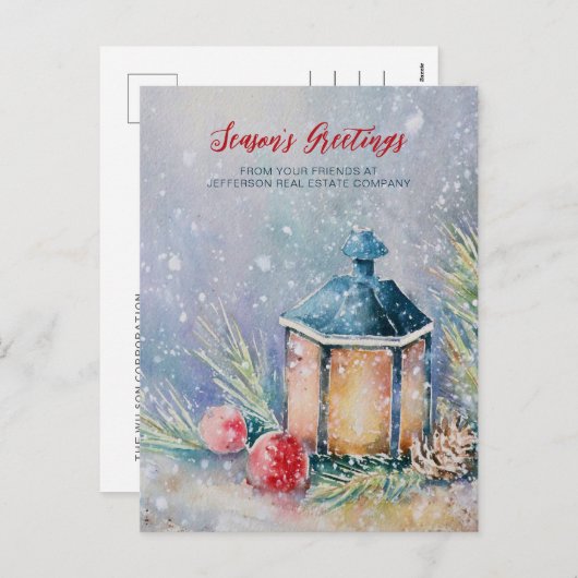 Waterverf Winter Scene Feestdagen Bedrijf Bedrijf (Voorkant / Achterkant)