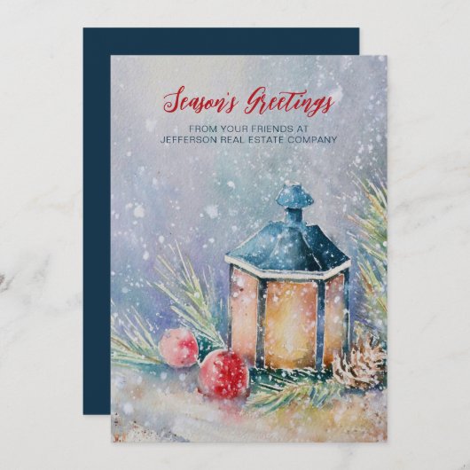 Waterverf Winter Scene Feestdagen Bedrijf Bedrijf Feestdagenkaart (Voorkant / Achterkant)