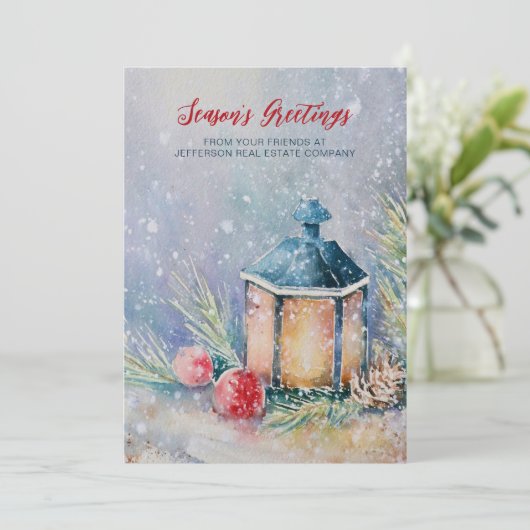 Waterverf Winter Scene Feestdagen Bedrijf Bedrijf Feestdagenkaart (Staand voorkant)