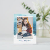 Waterverf Winter Scene kerstfoto Feestdagenkaart (Staand voorkant)