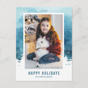 Waterverf Winter Scene kerstfoto Feestdagenkaart