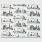 Waterverf Winter Scene Woodland Forest Reindeer W Cadeaupapier (Vlak)
