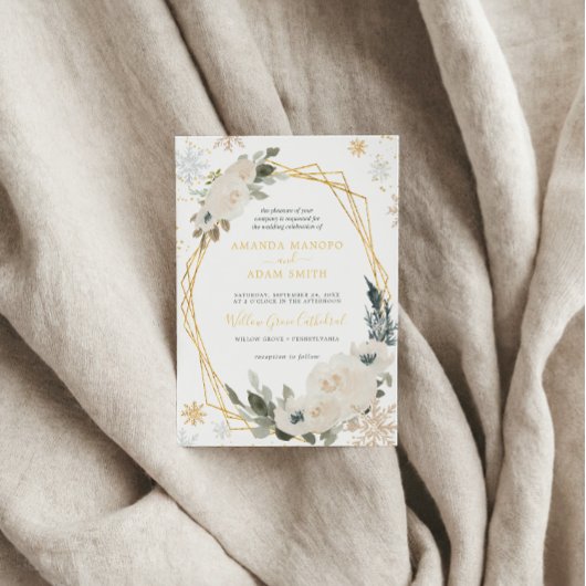 Waterverf Winter Sneeuw Lijst Trouwfeest Kaart