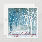 Waterverf Winter Sneeuw Scene Kerstkaarten Feestdagenkaart (Voorkant / Achterkant)