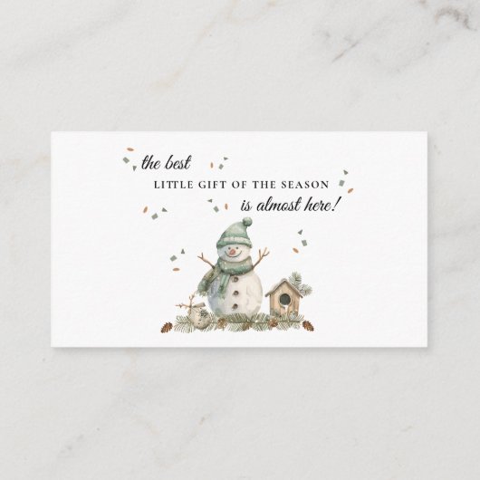 Waterverf Winter Sneeuwman Luier Raffle Informatiekaartje (Achterkant)