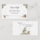 Waterverf Winter Sneeuwman Luier Raffle Informatiekaartje (Voorkant / Achterkant)