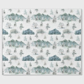 Waterverf Winter Sneeuwrijke Natuur Bomen Bergen Cadeaupapier (Vlak)