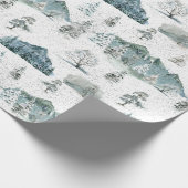 Waterverf Winter Sneeuwrijke Natuur Bomen Bergen Cadeaupapier (Hoek)