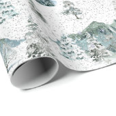 Waterverf Winter Sneeuwrijke Natuur Bomen Bergen Cadeaupapier (Rol Hoek)