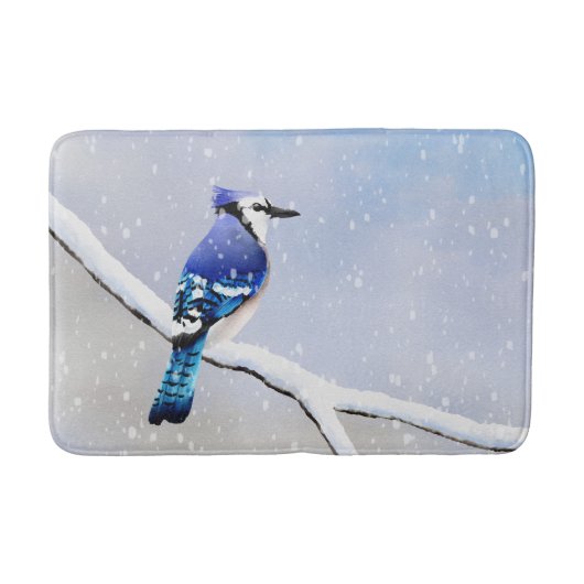 Waterverf Winter Snow Bird Jay Badmat (Voorkant)