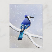 Waterverf Winter Snow Bird Jay Uitnodiging Briefkaart (Voorkant)