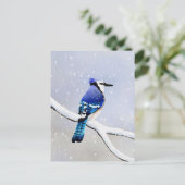 Waterverf Winter Snow Bird Jay Uitnodiging Briefkaart (Staand voorkant)