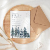 Waterverf Winter Snow Pine Wedding Party Kaart