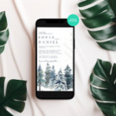 Waterverf Winter Snow Pine Wedding Party Kaart