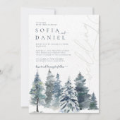 Waterverf Winter Snow Pine Wedding Party Kaart (Voorkant)