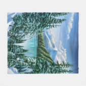 Waterverf Winter Snowfall Lake Mountains Natuur Fleece Deken (Voorkant (Horizontaal))