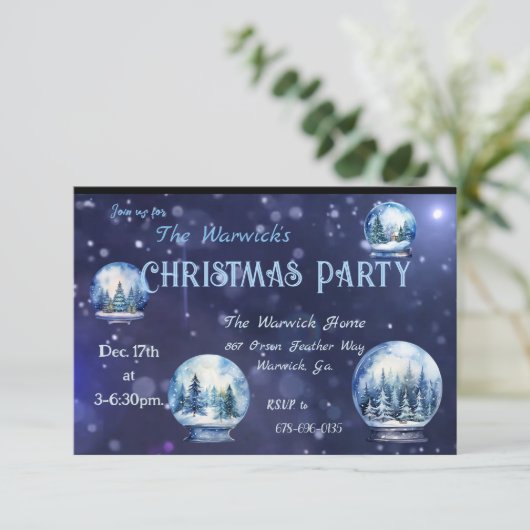 Waterverf Winter Snowglobe Kerstfeest Custom Kaart (Staand voorkant)