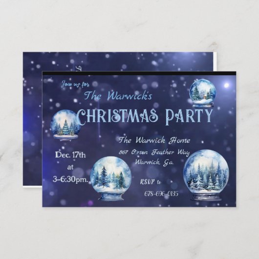 Waterverf Winter Snowglobe Kerstfeest Custom Kaart (Voorkant / Achterkant)