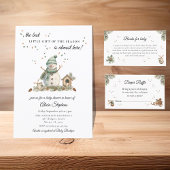 Waterverf Winter Snowman Baby shower Uitnodiging
