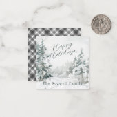 Waterverf Winter Snowy Landscape gepersonaliseerd Notitiekaartje (Voorkant / Achterkant in situ)