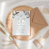 Waterverf Winter Spruce Twigs Pine Cone Wedding Kaart