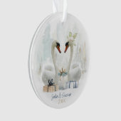Waterverf Winter Swan Couple Ornament (voorkant)