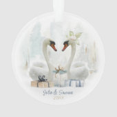 Waterverf Winter Swan Couple Ornament (achterkant)