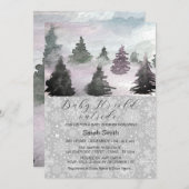 Waterverf Winter Tree Forest Baby shower Feestdagenkaart (Voorkant / Achterkant)