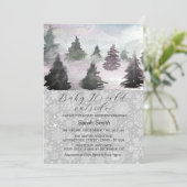 Waterverf Winter Tree Forest Baby shower Feestdagenkaart (Staand voorkant)