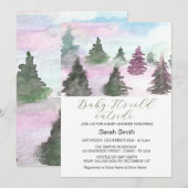 Waterverf Winter Tree Forest Baby shower Feestdagenkaart (Voorkant / Achterkant)