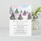 Waterverf Winter Tree Forest Baby shower Feestdagenkaart (Staand voorkant)