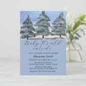 Waterverf Winter Tree Forest Boy Baby shower Feestdagenkaart (Staand voorkant)