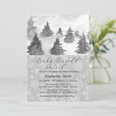 Waterverf Winter Tree Forest Boy Baby shower Kaart (Staand voorkant)