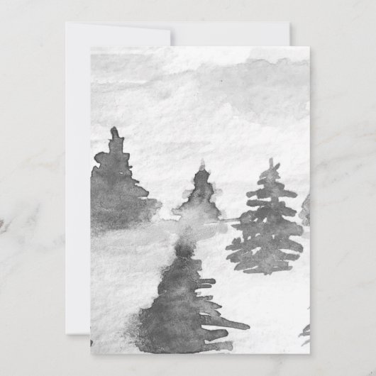 Waterverf Winter Tree Forest Boy Baby shower Kaart (Achterkant)