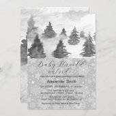 Waterverf Winter Tree Forest Boy Baby shower Kaart (Voorkant / Achterkant)