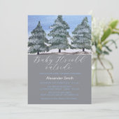 Waterverf Winter Tree Forest Boy Baby shower Kaart (Staand voorkant)