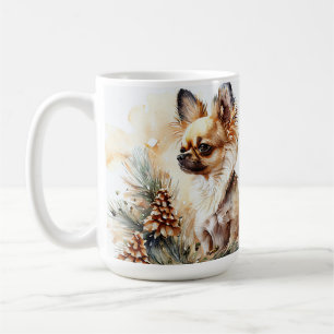 WATERVERF WINTER VAKANTIE LANGHARIGE CHIHUAHUA KOFFIEMOK