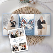 Waterverf Winter Village Foto Collage Kerstmis Drieluik Wenskaart