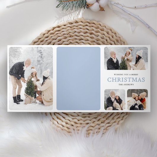 Waterverf Winter Village Foto Collage Kerstmis Drieluik Wenskaart